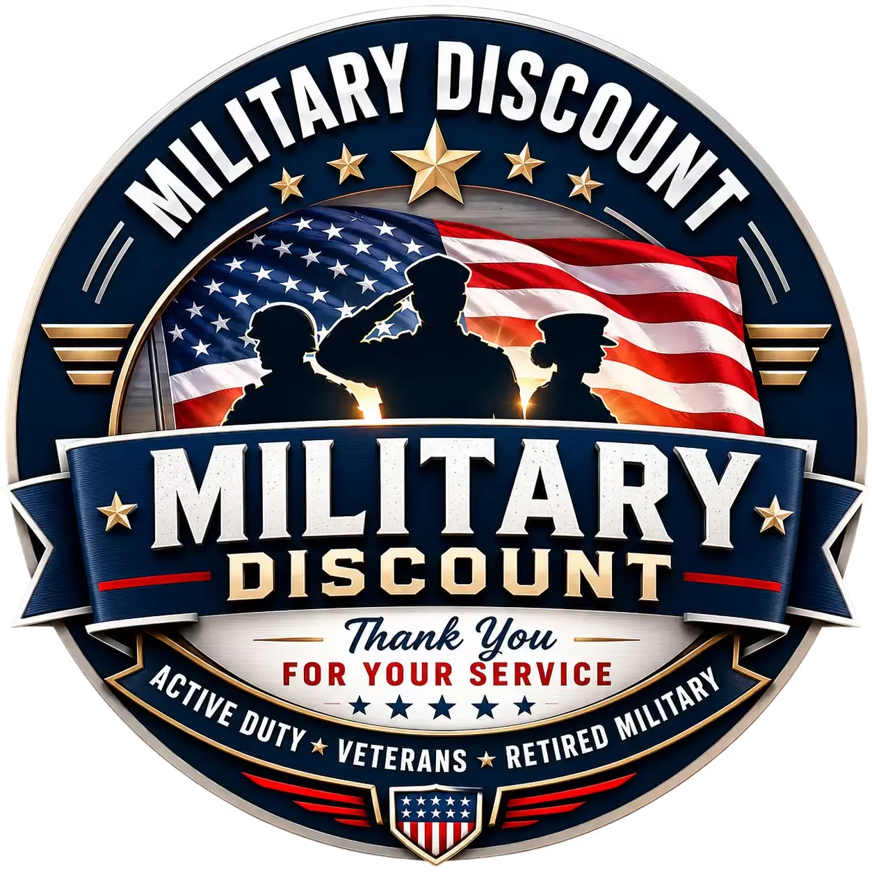 Military discount promotional badge design